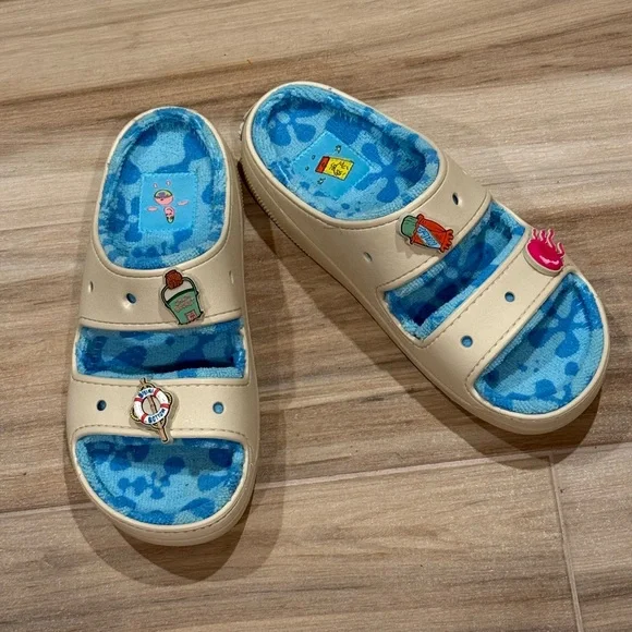 CROCS SpongeBob SquarePants classic cozzzy terry sandals - Goo Lagoon unisex - Picture 1 of 15